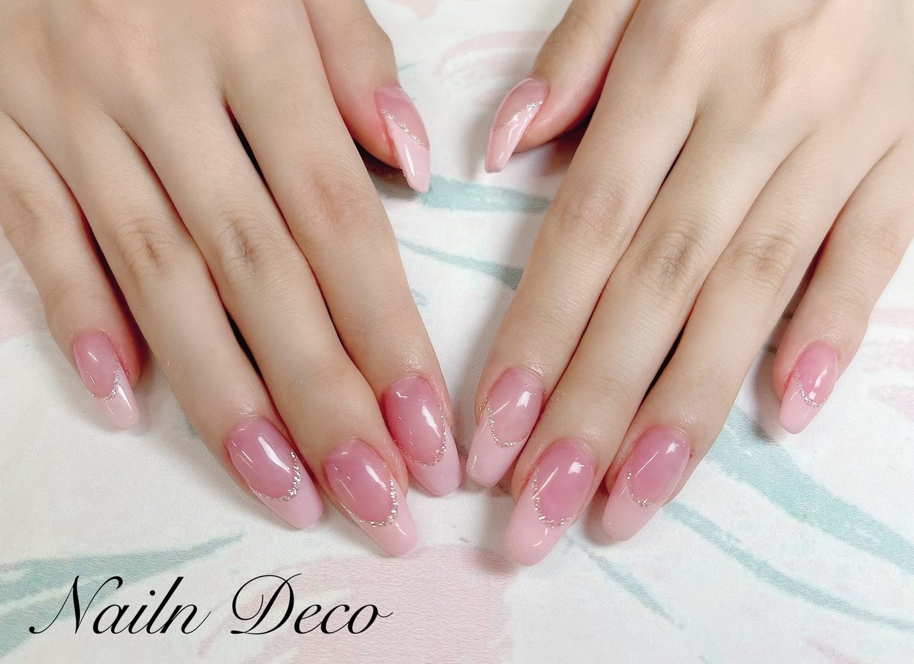 オールシーズン ハンド フレンチ ピンク ジェルネイル Nailndecoのネイルデザイン No ネイルブック