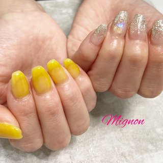 ネイルチップ グラデーション シンプル 黄色 可愛い カラフル オーダーネイル ご注文ありがとうございました❁⃘*.ﾟ 火曜日発送致します