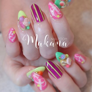 ボーダー ビビッドのネイルデザイン ネイルブック