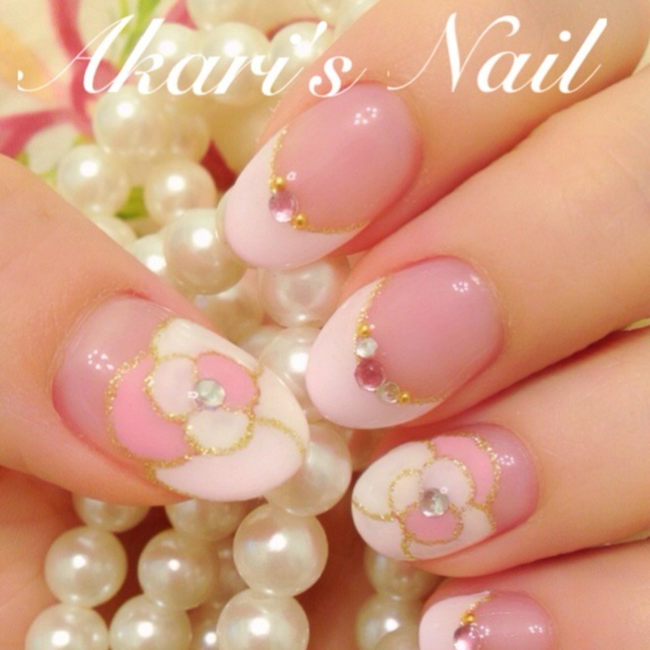 春 ハンド フレンチ ピンク ジェルネイル Akarirariraのネイルデザイン No 3554 ネイルブック