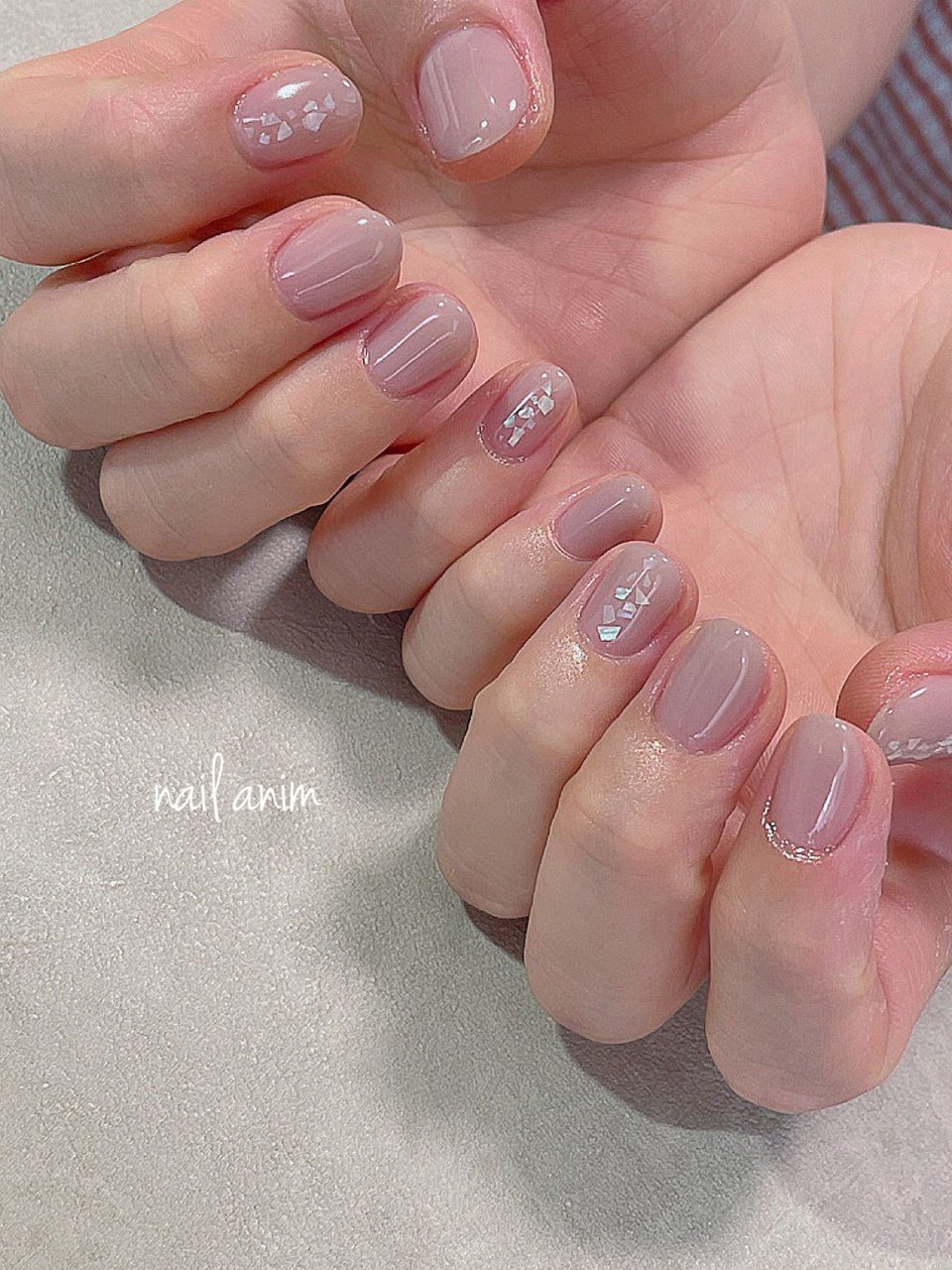 ジェルネイル ネイルチップ ラウンドショート グレージュ 超特価