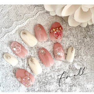 ディズニー ニュアンス マグネットネイル ブライダル フレンチガーリー