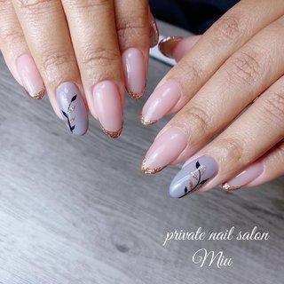 春 ピンク グレーのネイルデザイン ネイルブック