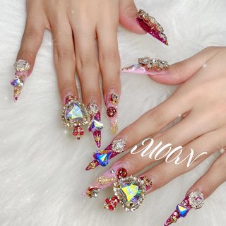 セーラームーン様 振袖オーダーギャルネイル スーパーロング/#セーラームーンネイルのネイルデザイン｜ネイルブック