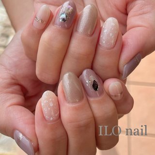 23年 新着順 ベージュ ヌーディー ラベンダーカラーネイルのネイルデザイン ネイルブック