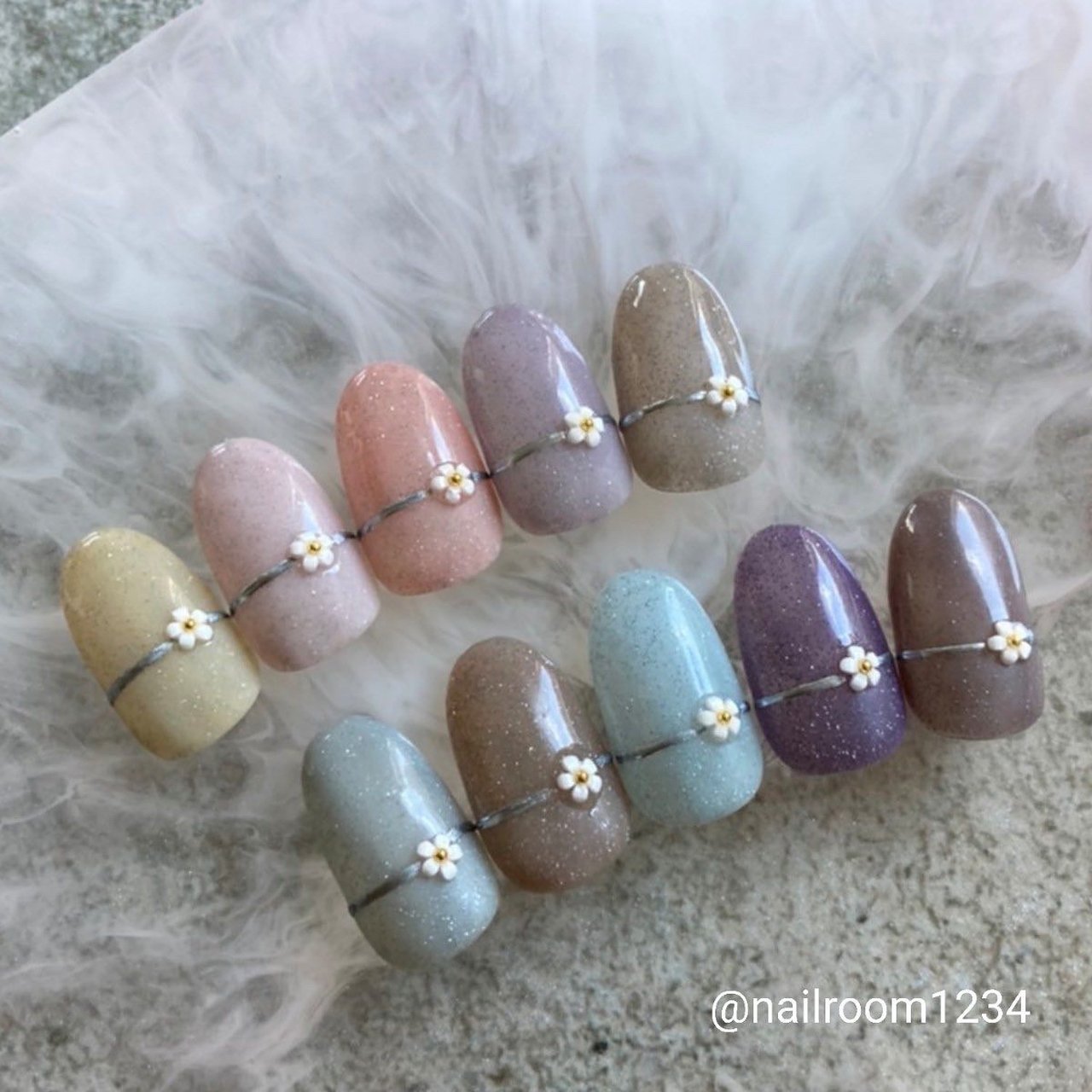 フラワー/キラキラ - 1234 nailroomのネイルデザイン[No.7564897