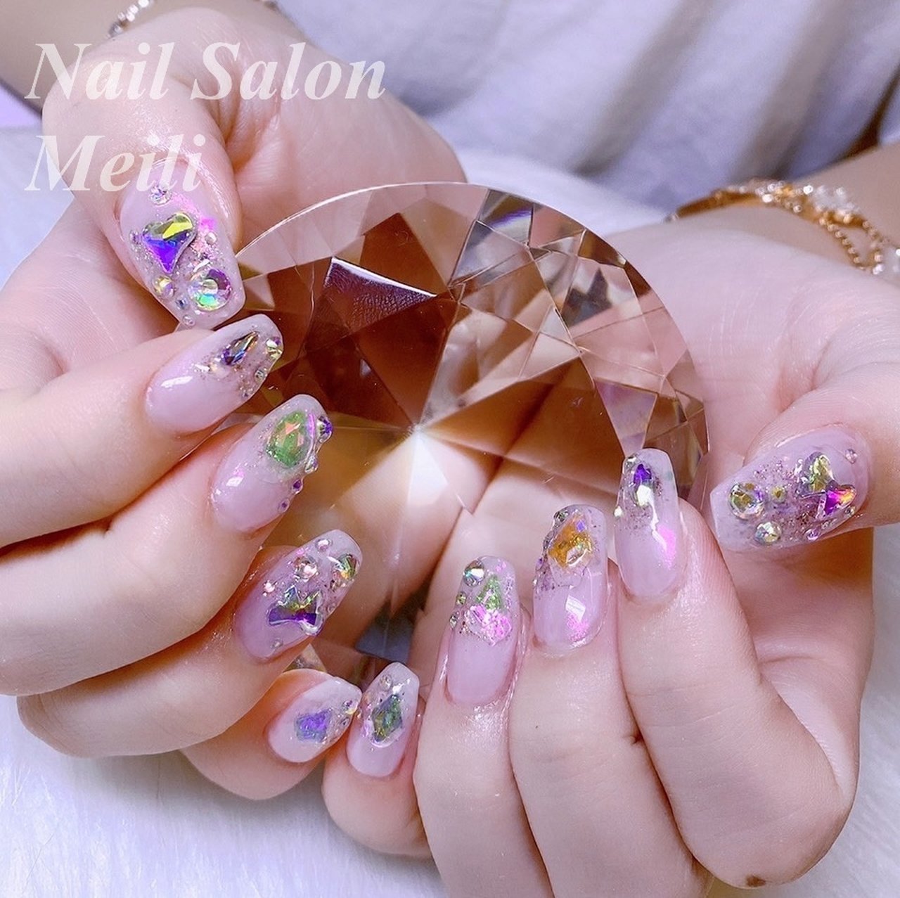 オールシーズン ハンド ミディアム ピンク メタリック Nail Salon Meili 埼玉日進のネイルデザイン No ネイル ブック