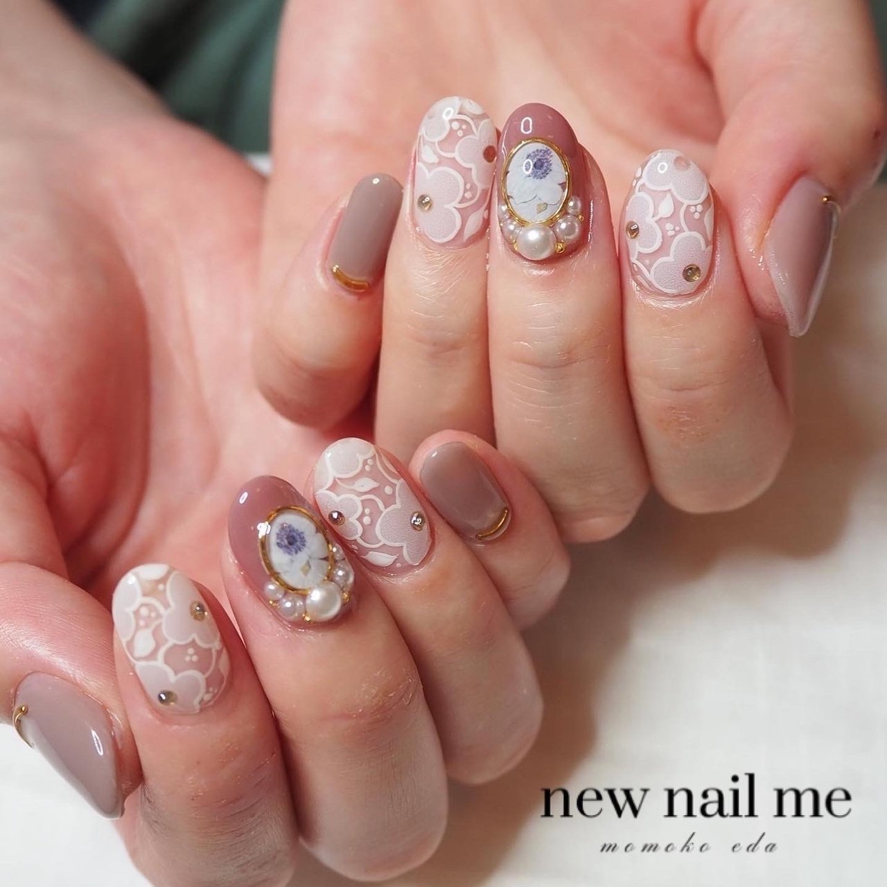 秋/女子会/ハンド/ワンカラー/フラワー - new nail me(ニューネイル