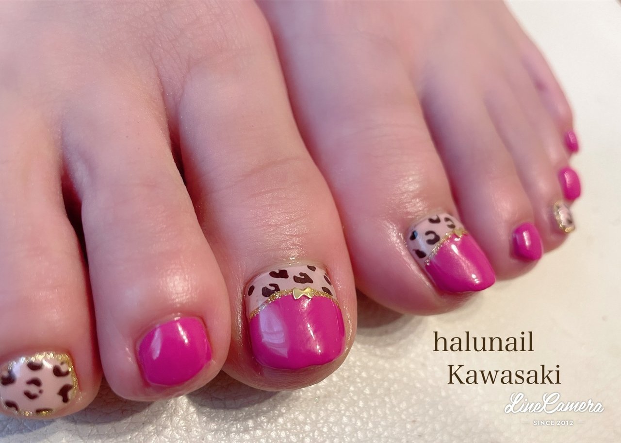 秋 フット アニマル柄 レオパード ベージュ Halu Nailのネイルデザイン No ネイルブック