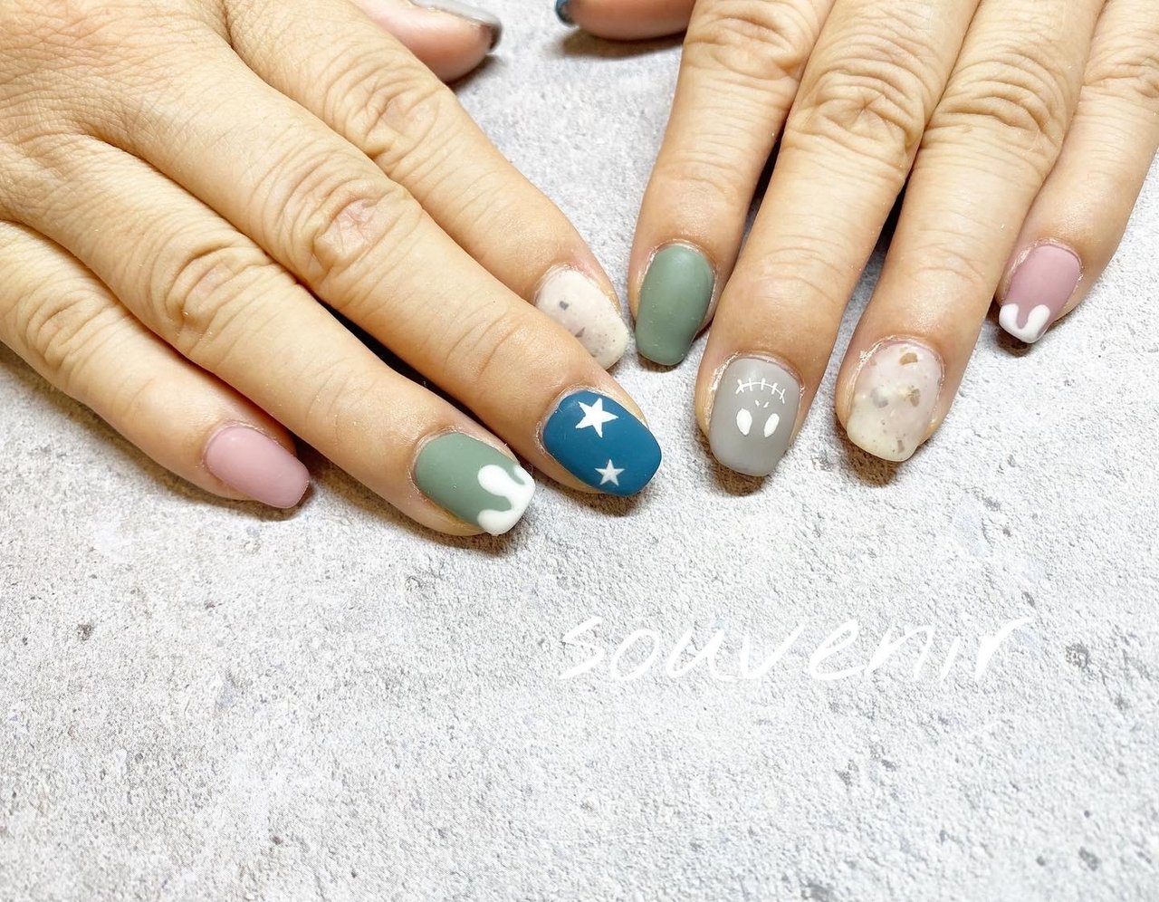 秋 ハンド ショート バレリーナ スモーキー Private Nail Salon Souvenirのネイルデザイン No ネイル ブック