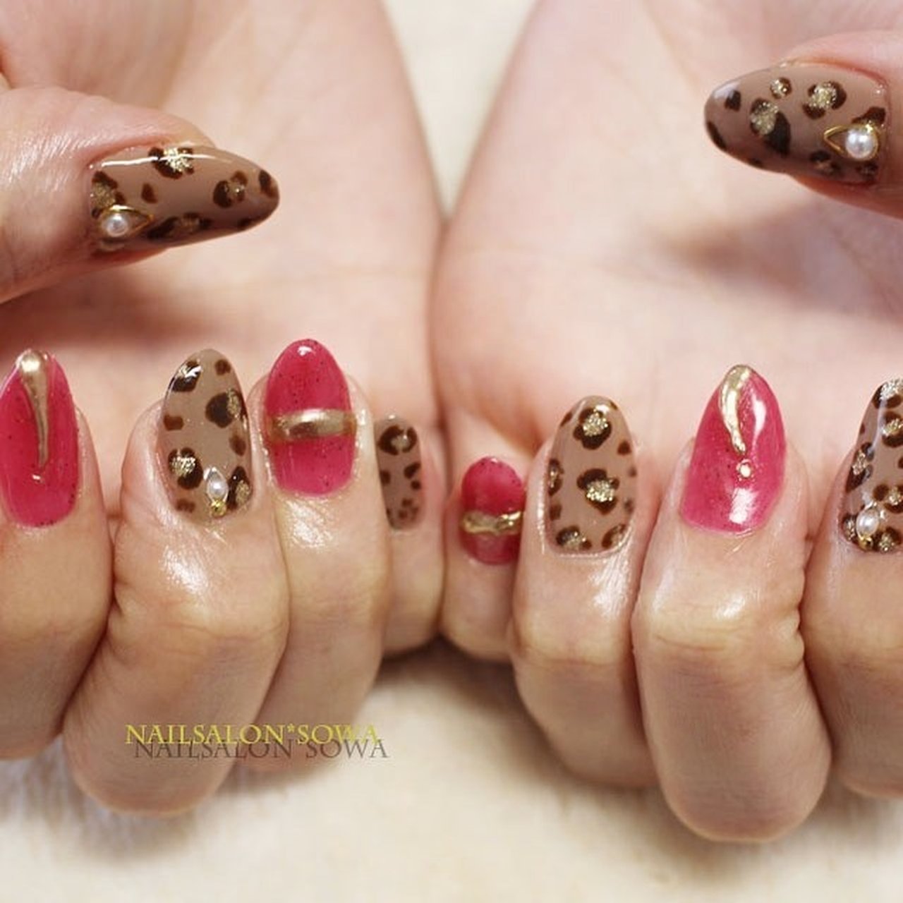 秋 オールシーズン ハンド アニマル柄 ニュアンス Nail Salon Sowa 久留米市のネイルデザイン No ネイルブック