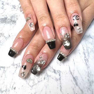 ネイル ネイルチップオーダー グラデーション ワンホン ちゅるん フレンチ 黒 ネイル ネイルチップオーダー グラデーション ワンホン ちゅるん