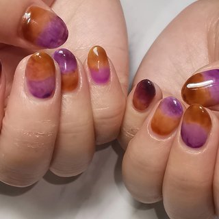 グラデーション 氷宝石 オレンジのネイルデザイン ネイルブック