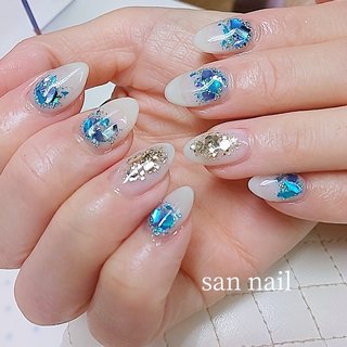 人気順｜キラキラ/ブルー/#ツイードネイルのネイルデザイン｜ネイルブック