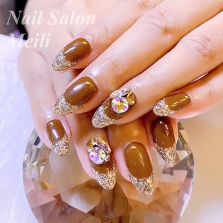 ブラウン メタリックのネイルデザイン ネイルブック