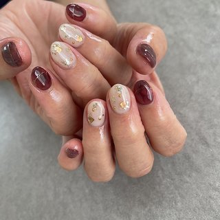 赤茶ネイルのネイルデザイン ネイルブック