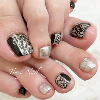 フット ブラック シルバーのネイルデザイン ネイルブック