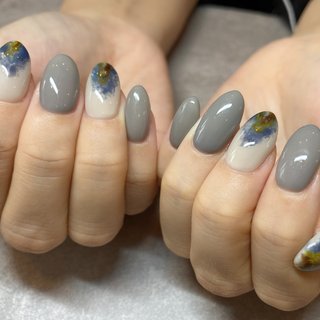 夏 ブルー グレーのネイルデザイン ネイルブック