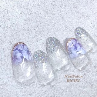 人気順｜押し花(ドライフラワー)/ネイビーのネイルデザイン｜ネイルブック 