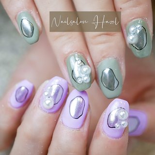 グリーン 緑 紫のネイルデザイン ネイルブック