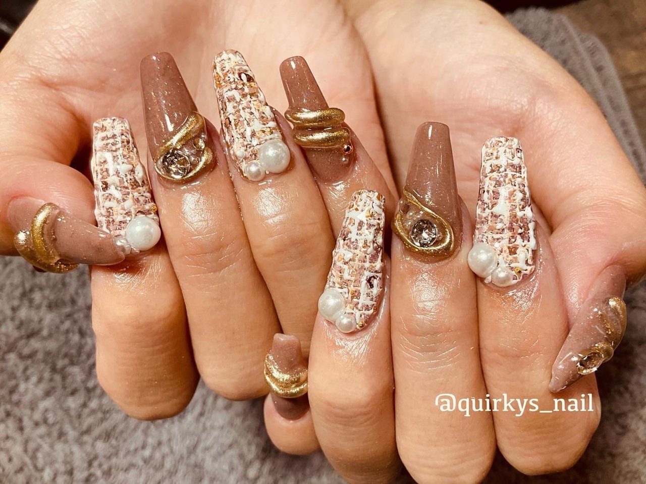 秋 冬 ハンド ツイード ロング Quirky S Nailｰクワーキーズネイルｰのネイルデザイン No ネイルブック
