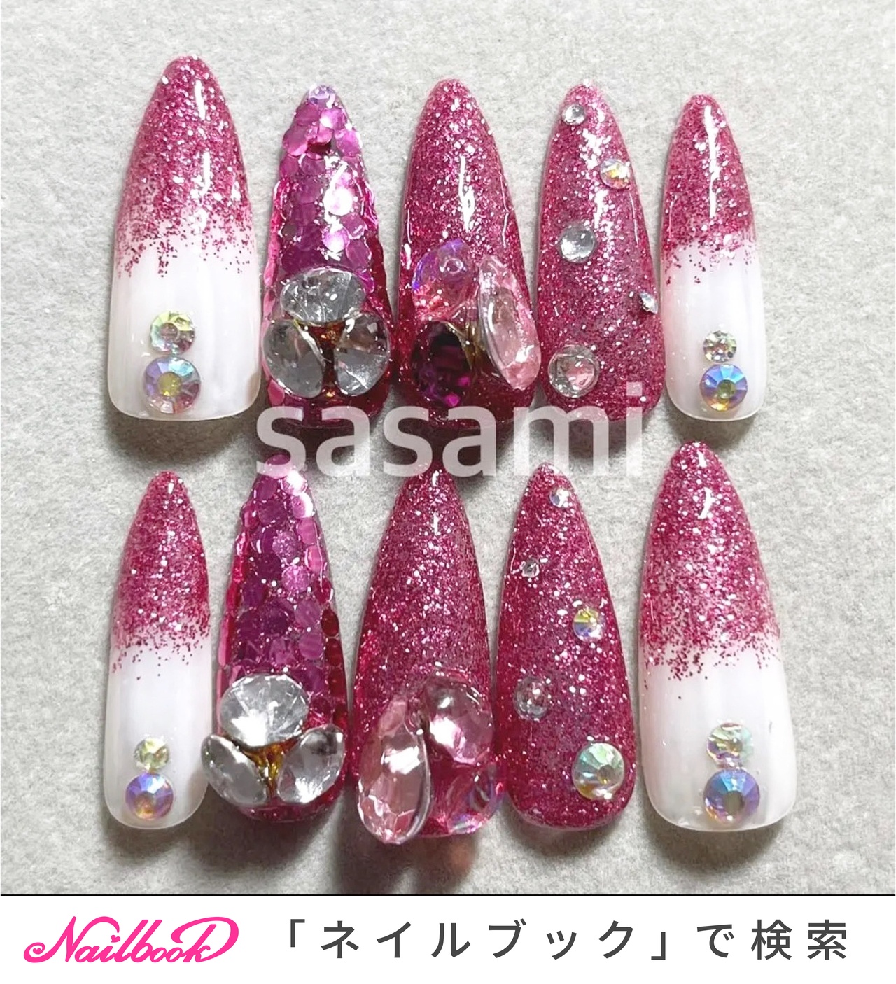 NEW ITEM】3D水光ネイルピンクバタフライアートストーンライン