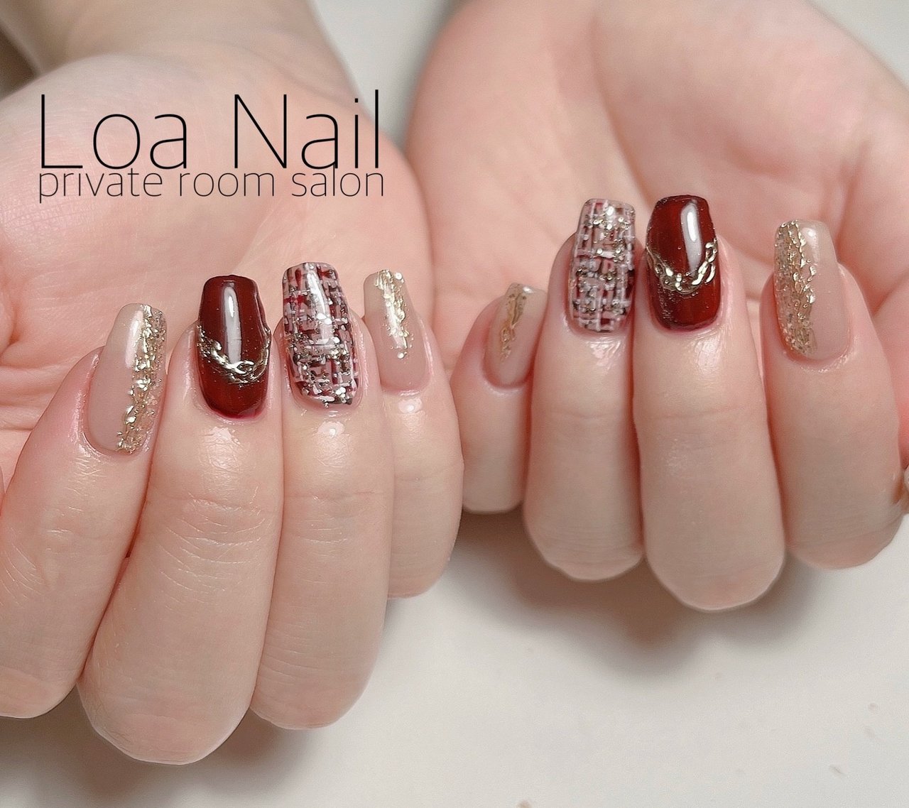 秋/冬/ラメ/ツイード/ミラー - Loa Nailのネイルデザイン[No.7635876