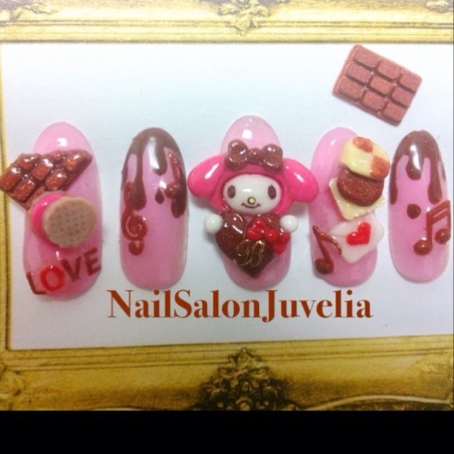 バレンタイン キャラクター ピンク お客様 Nailsalon Juveliaのネイルデザイン No ネイルブック