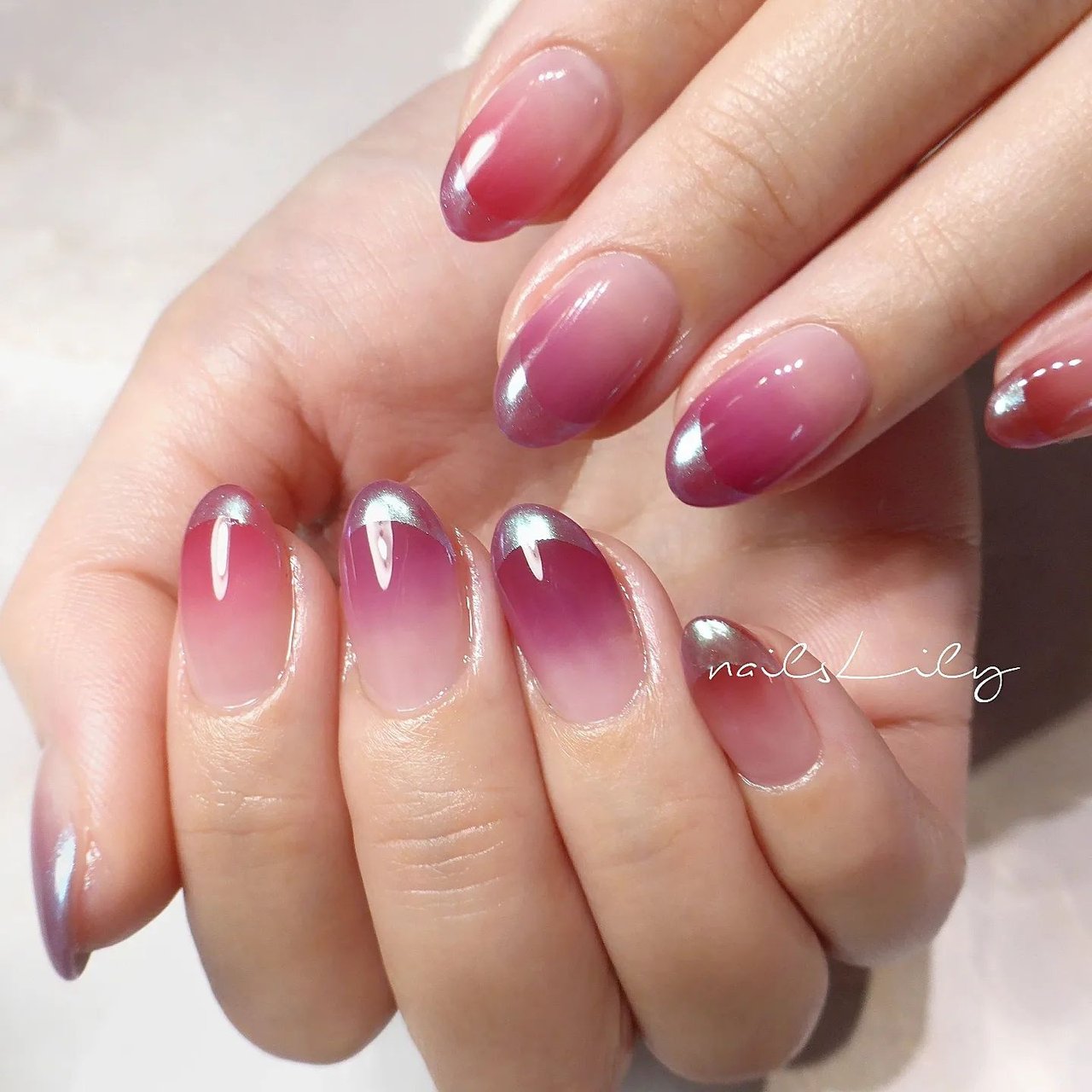 秋/ハンド/フレンチ/グラデーション/オーロラ *̥₊˚‧ nails Lily ‧˚₊*̥ ネイルズリリィのネイルデザイン[No.7640978]｜ネイルブック