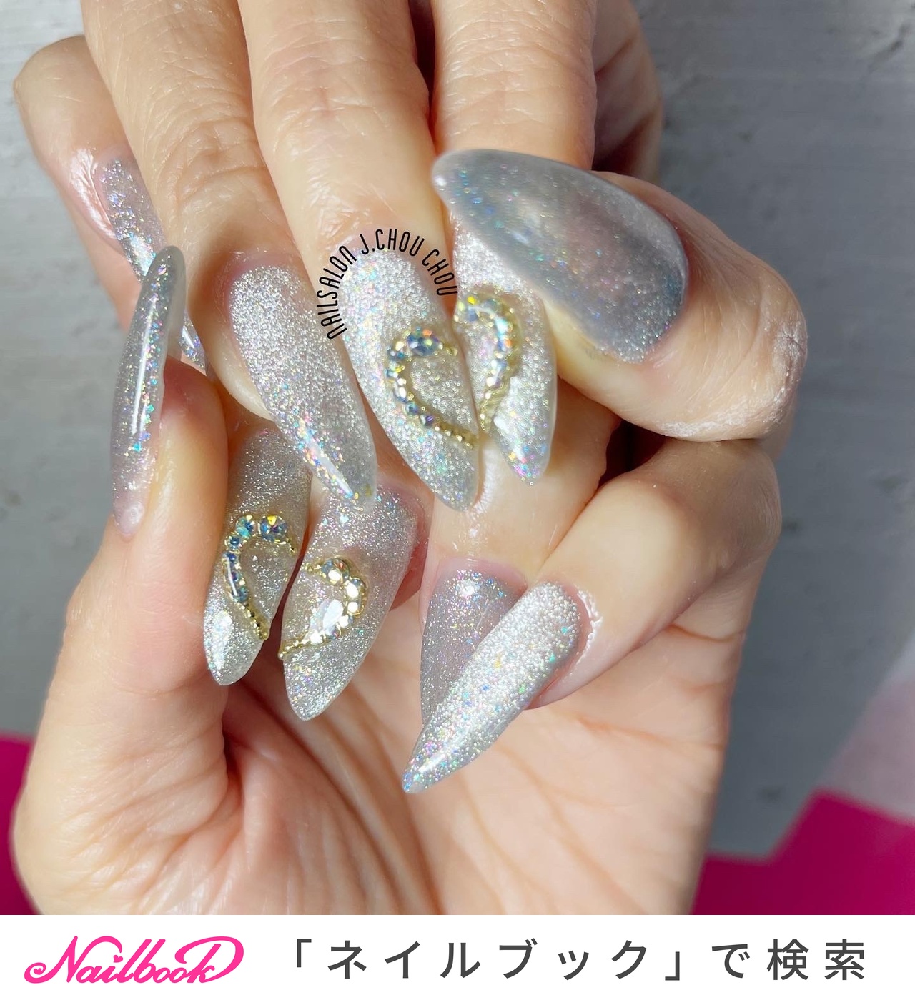 モノトーンハート ネイルチップ ネイルチップ モノトーンネイル ハートネイル クリスマスネイル