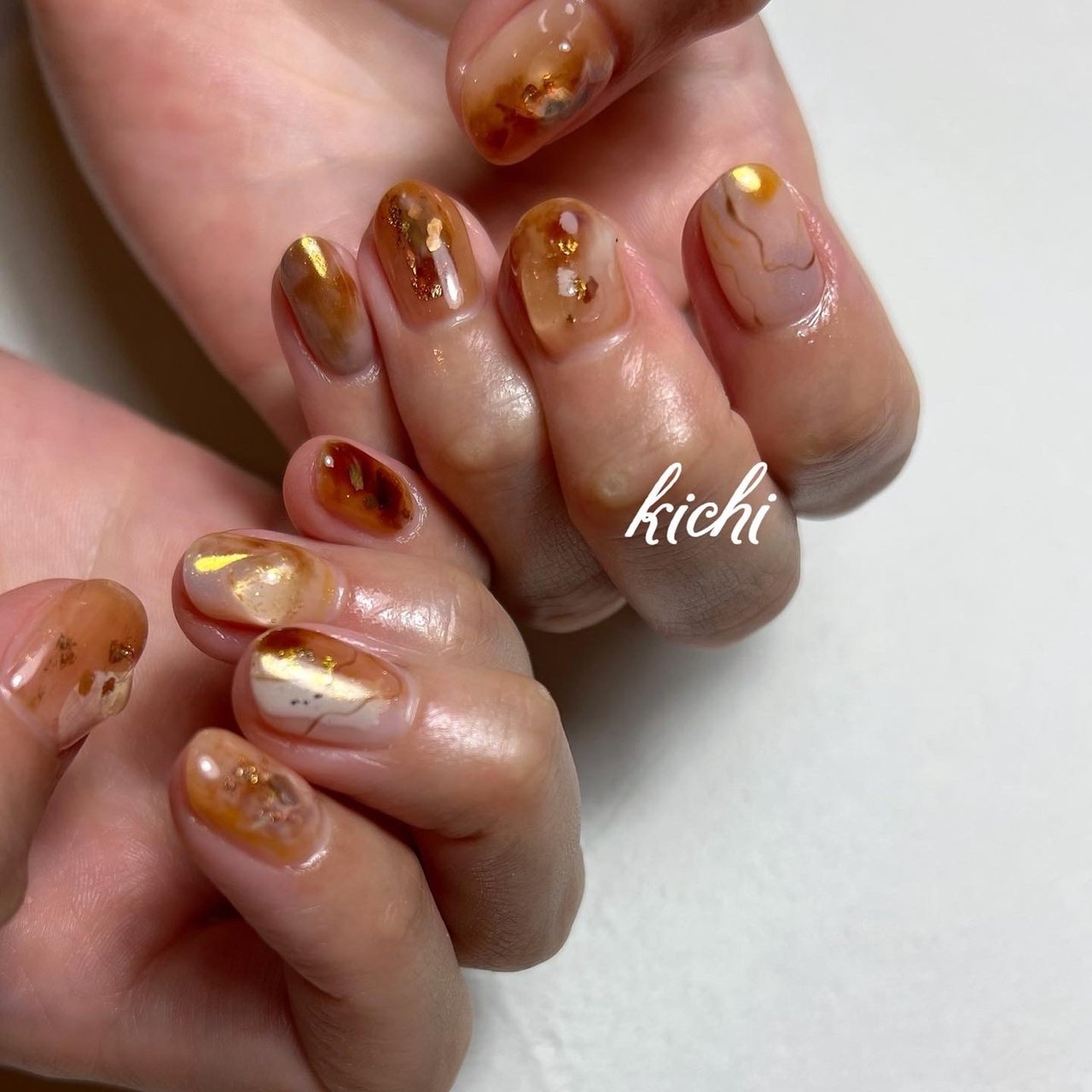 秋 ハンド ニュアンス オーロラ 天然石 みじゅみじゅのネイルデザイン No ネイルブック