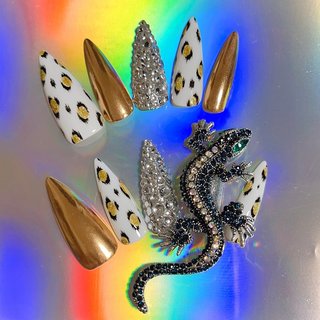 ネイルチップ 成人式 派手ネイル トカゲネイル ロングネイル ギャル