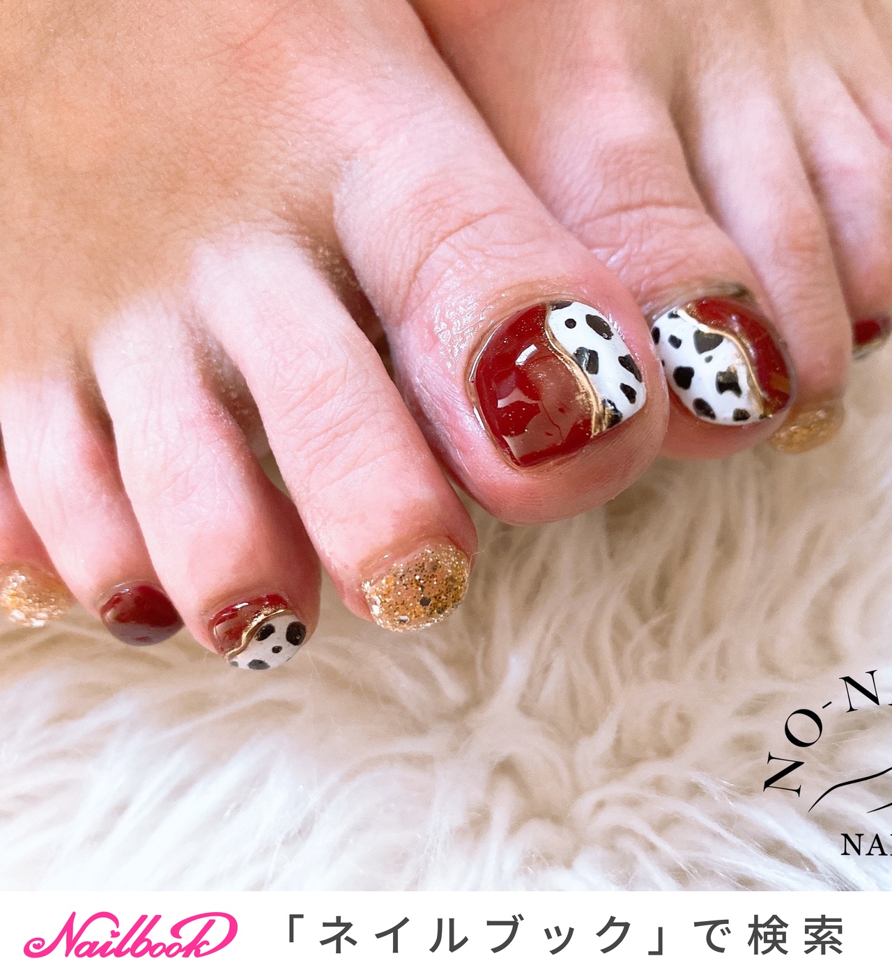 おすすめ順｜ボルドー/#ダルメシアンフットネイルのネイルデザイン  