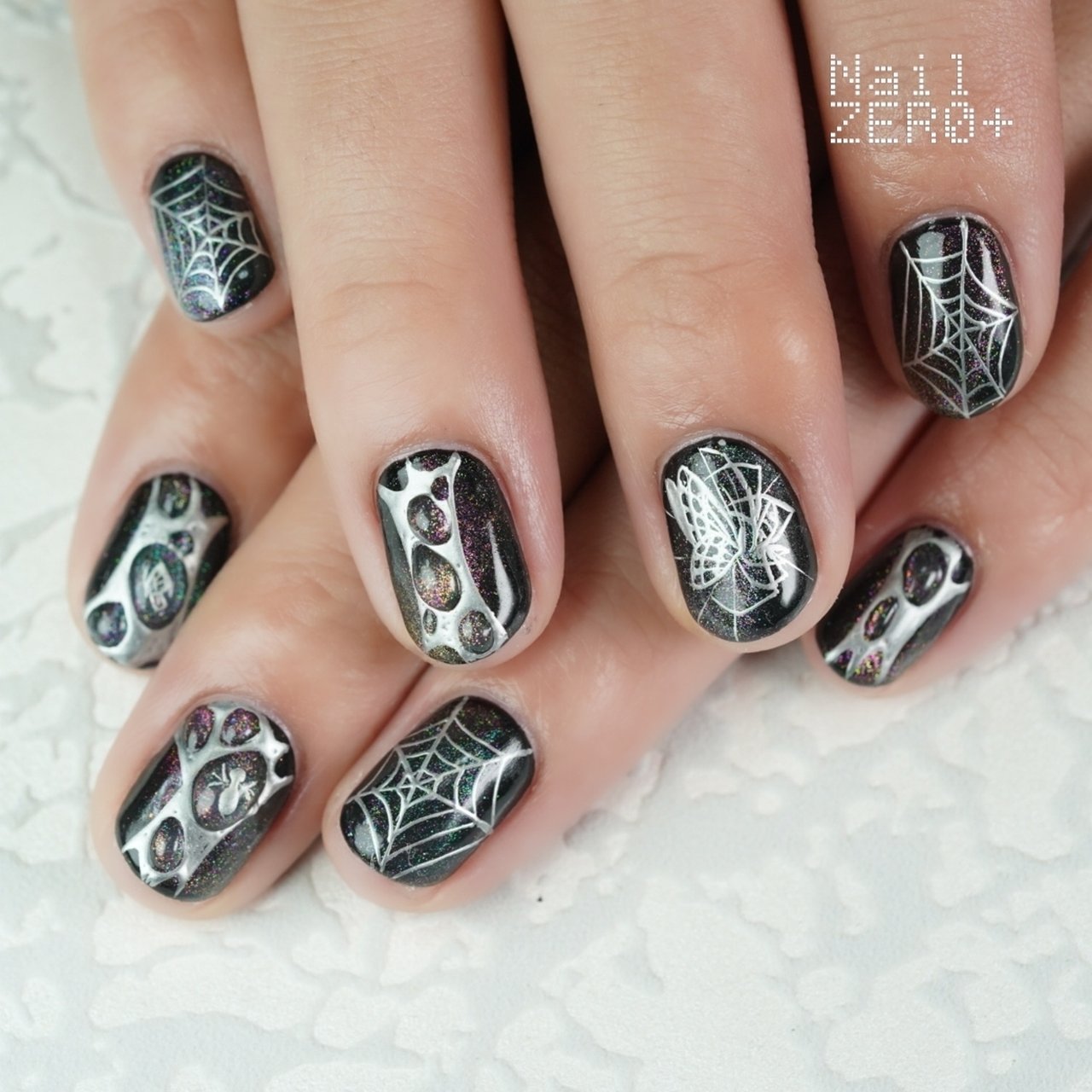 SK003  蜘蛛の巣　シルバー×ブラックネイルシール SK003 蜘蛛の巣 シルバー×ブラックネイルシール 蜘蛛の巣ネイルの