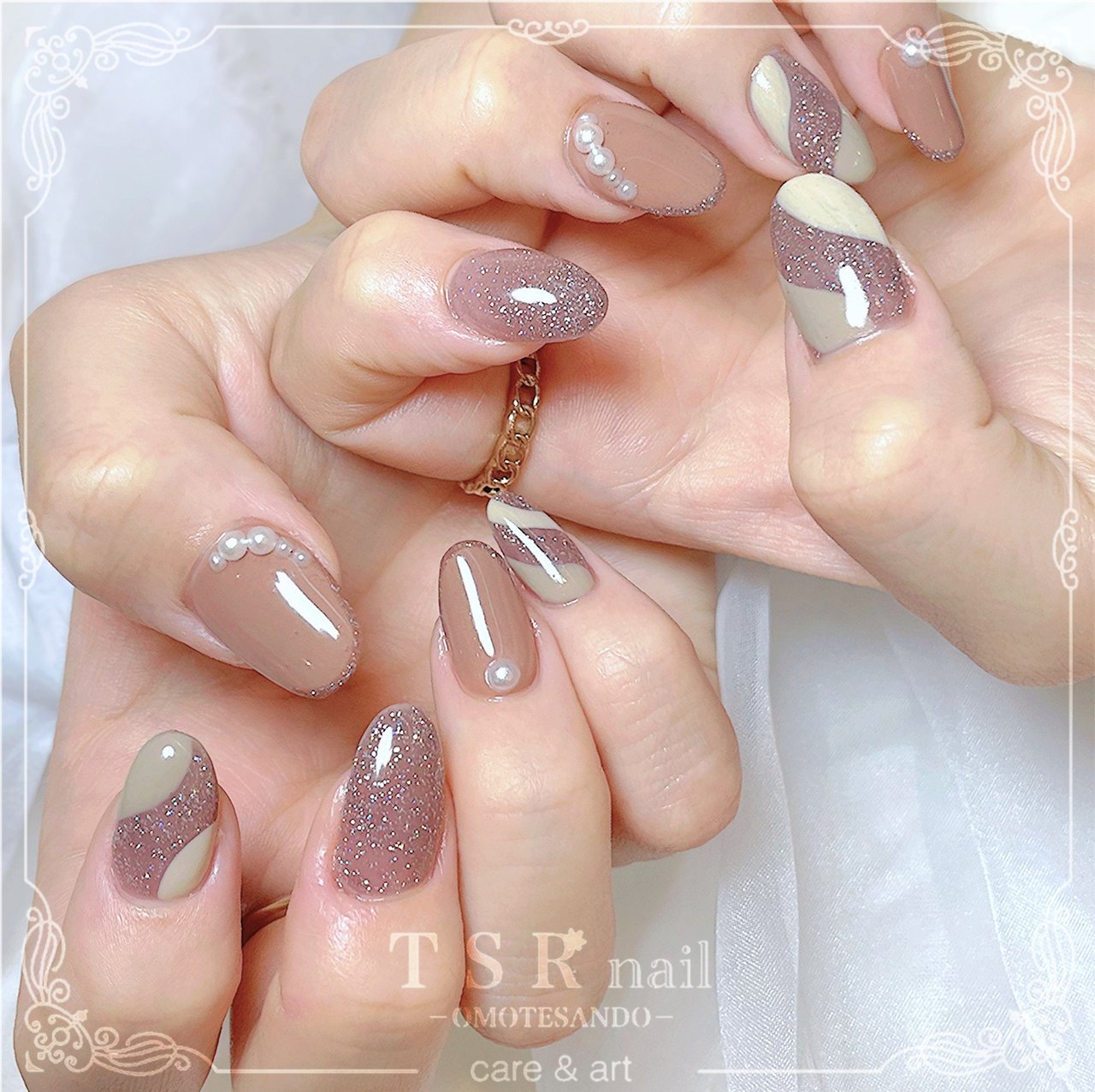 Nail Salon Luxury yamasaki | ネイビー×ピンクフラワー