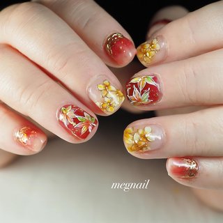 秋ネイル🍂🍁金木犀と紅葉 
今日は素晴らしい秋晴れでした秋らしい1日でした⭐️

今日から出張⭐️

出張前夜の忙しい中
ご来店いただきました🙏
お仕事頑張ってくださいね‼️

ご来店ありがとうございました😊

#秋ネイル#紅葉ネイル #もみじネイル#キンモクセイネイル #金木犀ネイル #手描きネイル #秋の風物詩ネイル #季節ネイル#ニュアンスネイル#グラデーションネイル #横浜ネイル#桜木町ネイルサロン #大人女子#大人ネイル #綺麗目#おしゃれさんと繋がりたい #上品#大人可愛い#ネイル#ネイルアート#ネイルデザイン#ネイル好き #cute#エレガントネイル 
#おしゃれネイル#nailbook_fana #秋 #旅行 #オフィス #女子会 #ハンド #グラデーション #ニュアンス #ボタニカル #絵画 #ショート #スクエア #レッド #イエロー #アースカラー #ジェルネイル #お客様 #megnail #ネイルブック