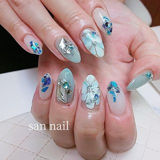 夏 ブルーのネイルデザイン ネイルブック