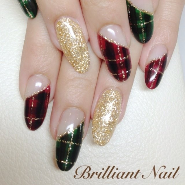 クリスマス ハンド チェック ジェル お客様 Brilliantnail Sのネイルデザイン No ネイルブック