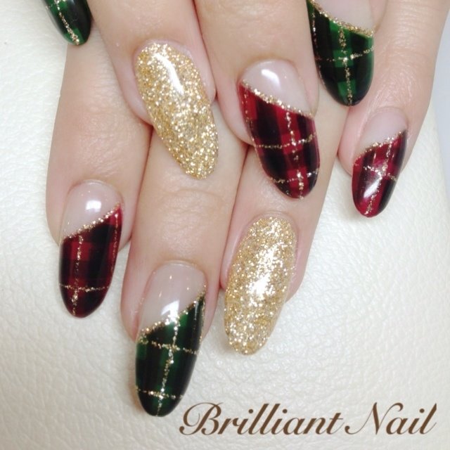 クリスマス ハンド チェック ジェル お客様 Brilliantnail Sのネイルデザイン No ネイルブック