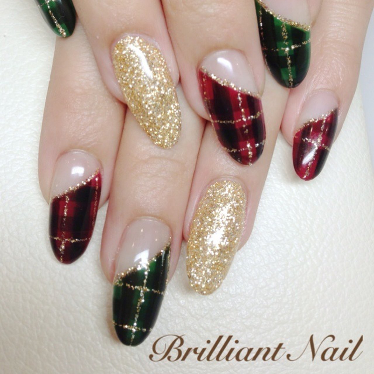 クリスマス ハンド チェック ジェルネイル お客様 Brilliantnail Sのネイルデザイン No ネイルブック