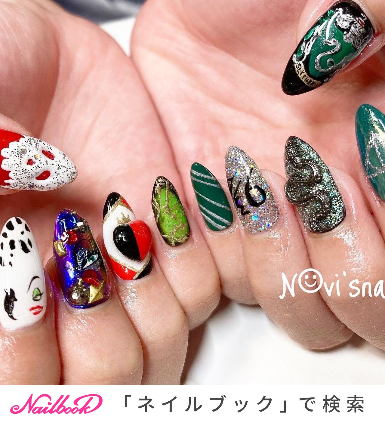 No.13】ハリーポッター スリザリン風ネイル