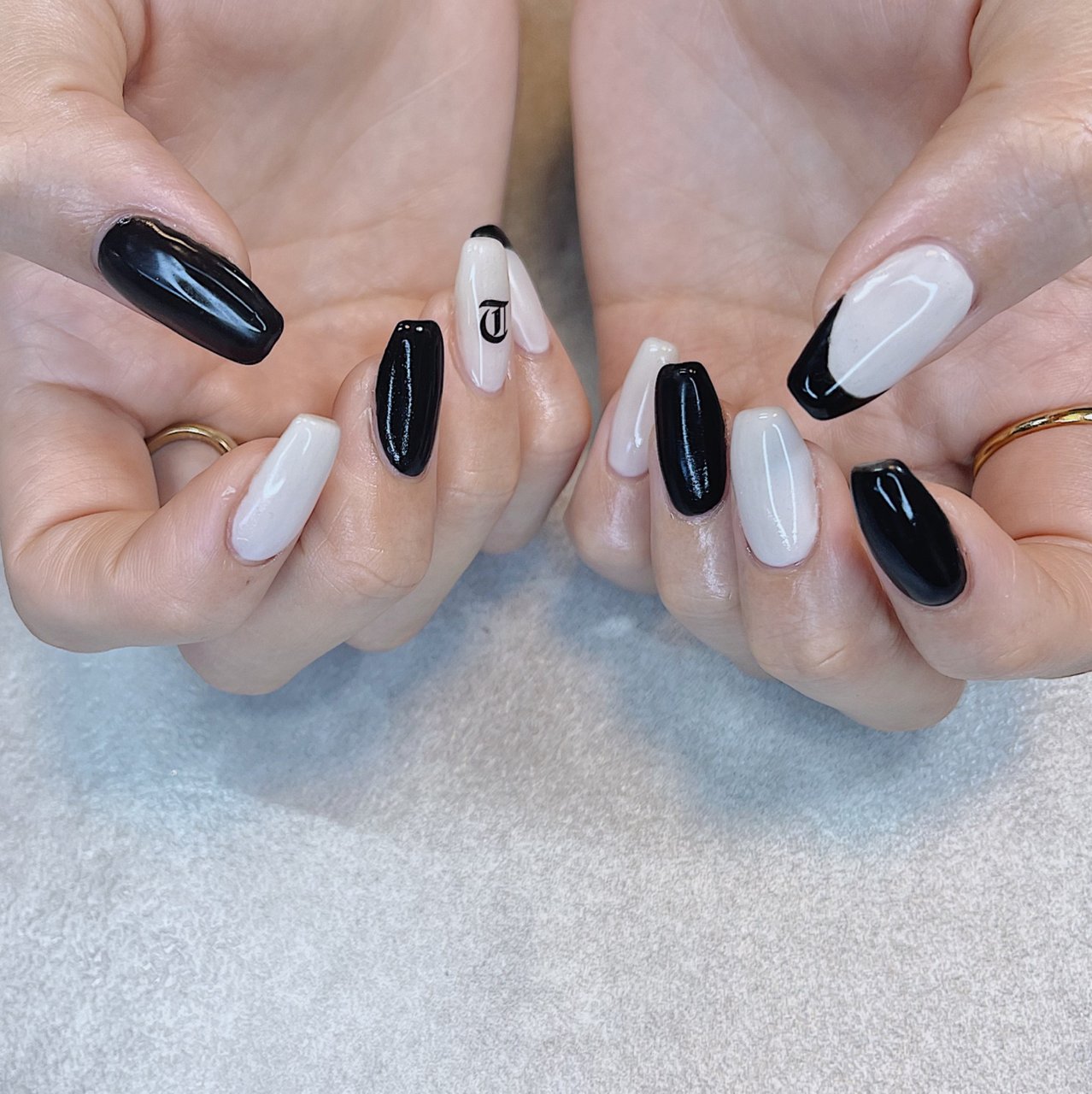 ハンド/ホワイト/ブラック/モノトーン/ジェルネイル - Nail‎ Lipineの