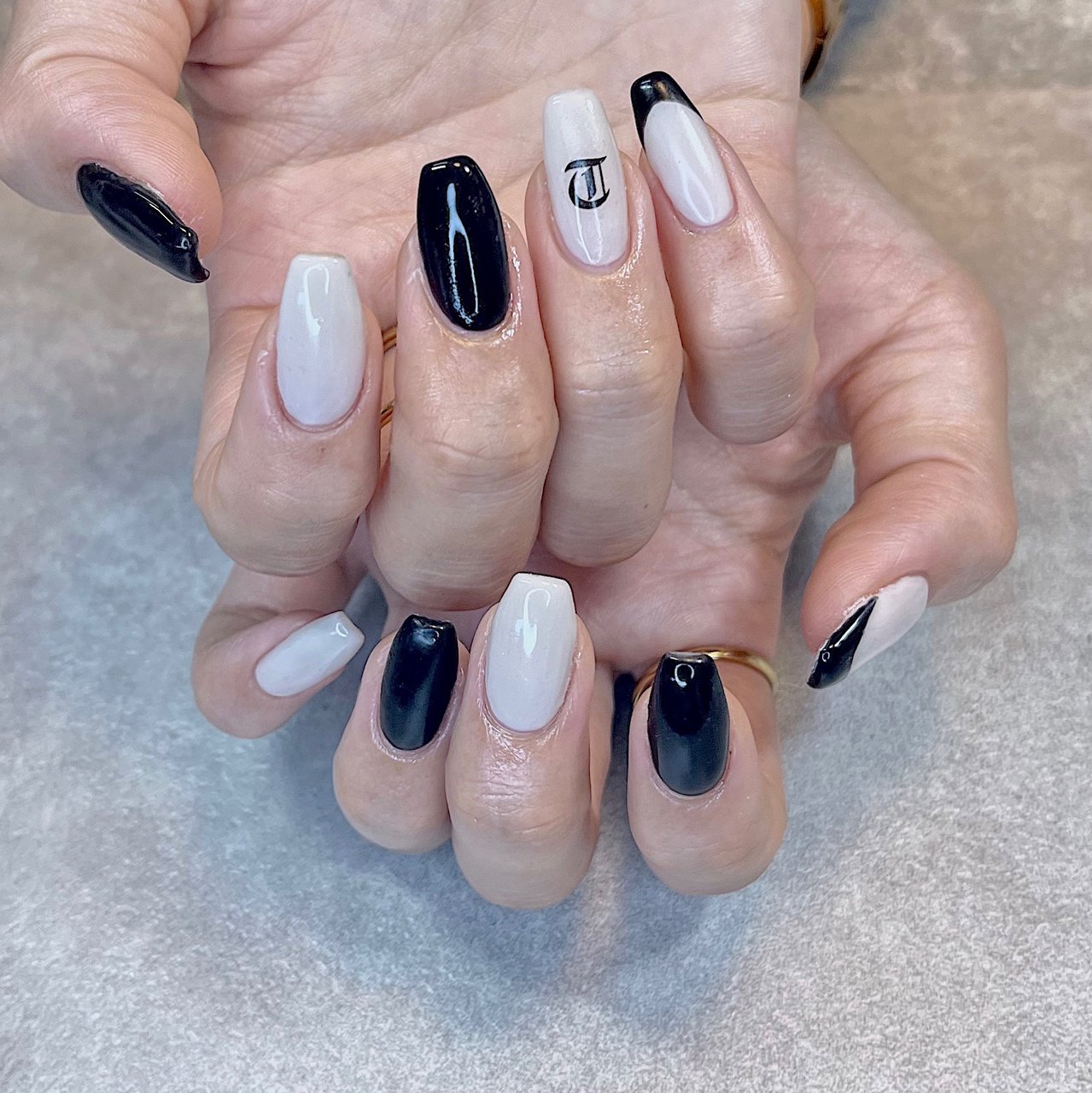 ハンド/ホワイト/ブラック/モノトーン/ジェルネイル - Nail‎ Lipineの