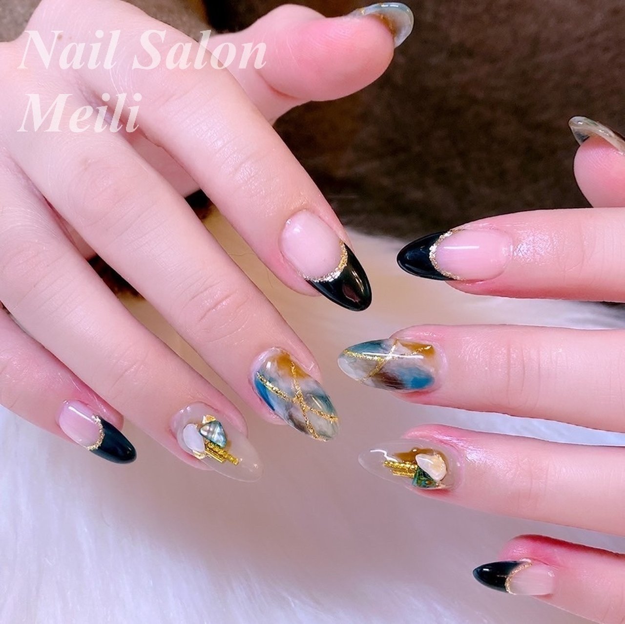 オールシーズン ハンド ミディアム ピンク グリーン Nail Salon Meili 大宮駅西口のネイルデザイン No ネイル ブック