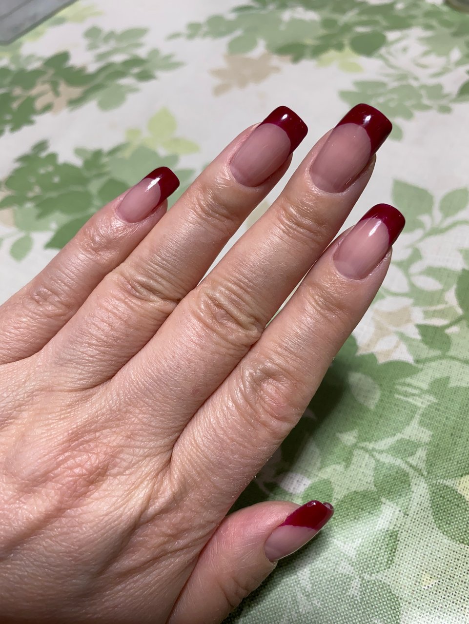 フレンチ スクエア ピンク レッド セルフネイル ビョルのネイルデザイン No ネイルブック