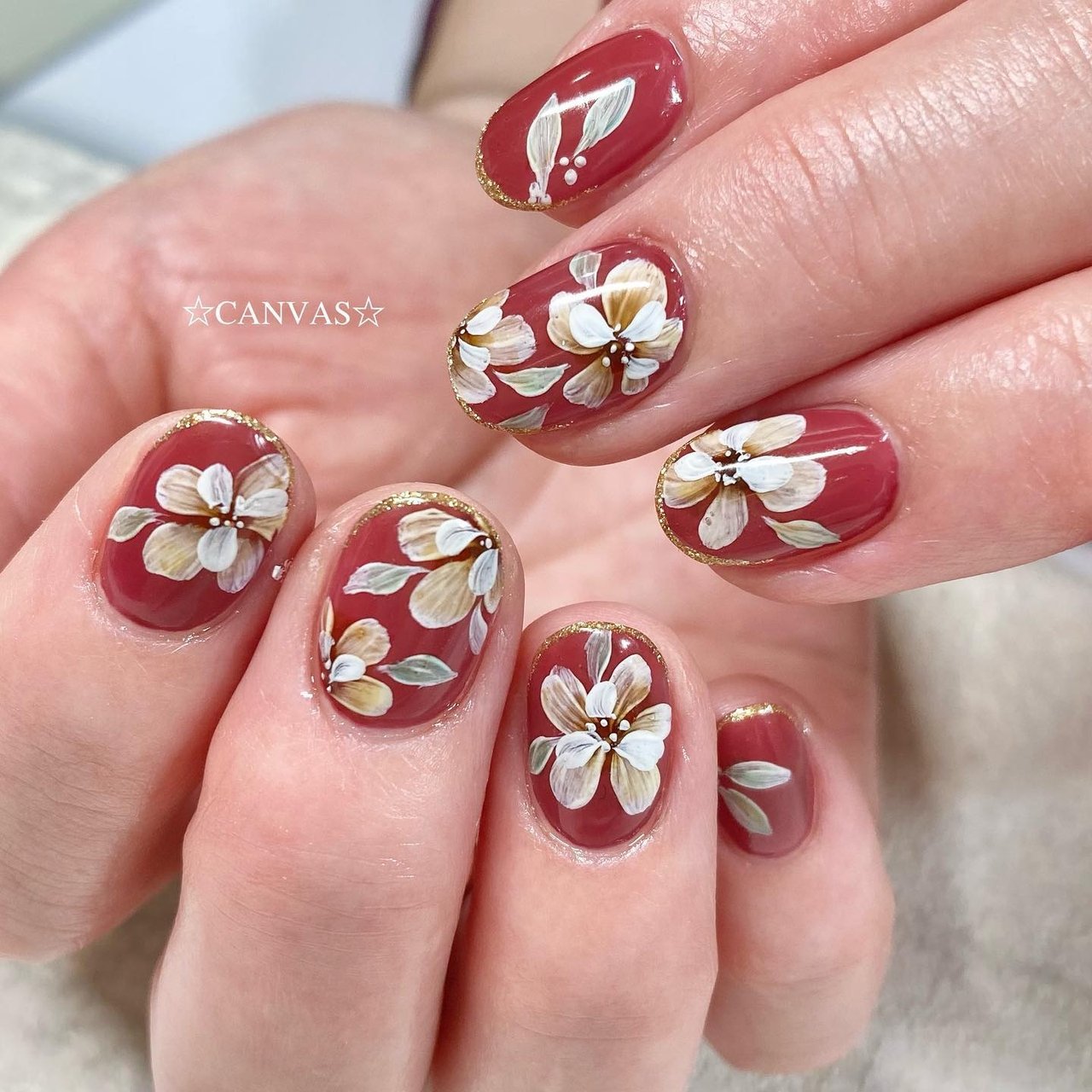 秋/冬/オールシーズン/ハンド/フラワー - canvas_tamiのネイルデザイン