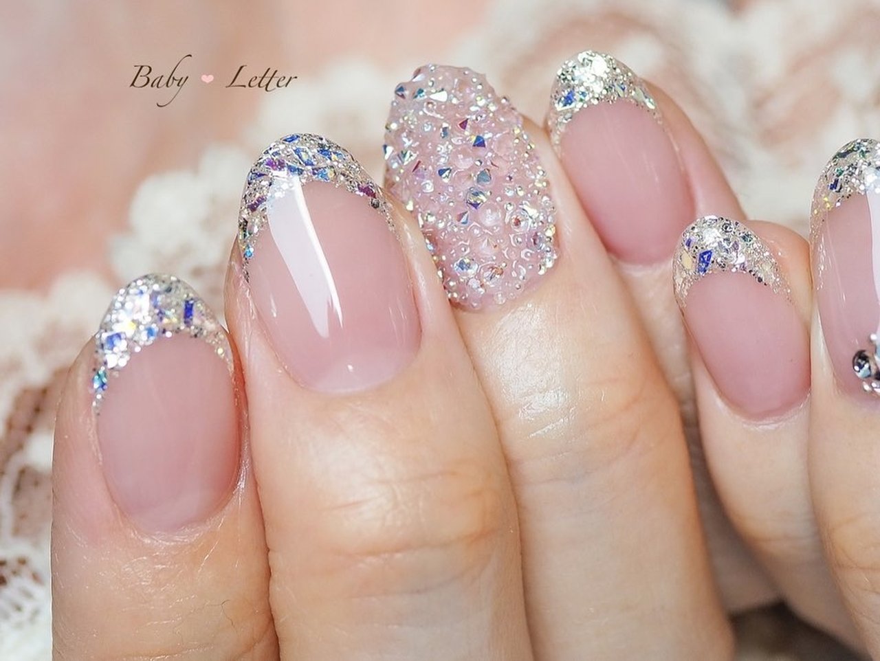 春/ブライダル/キラキラ/ピンク/ジェルネイル - Baby♡Letterのネイル