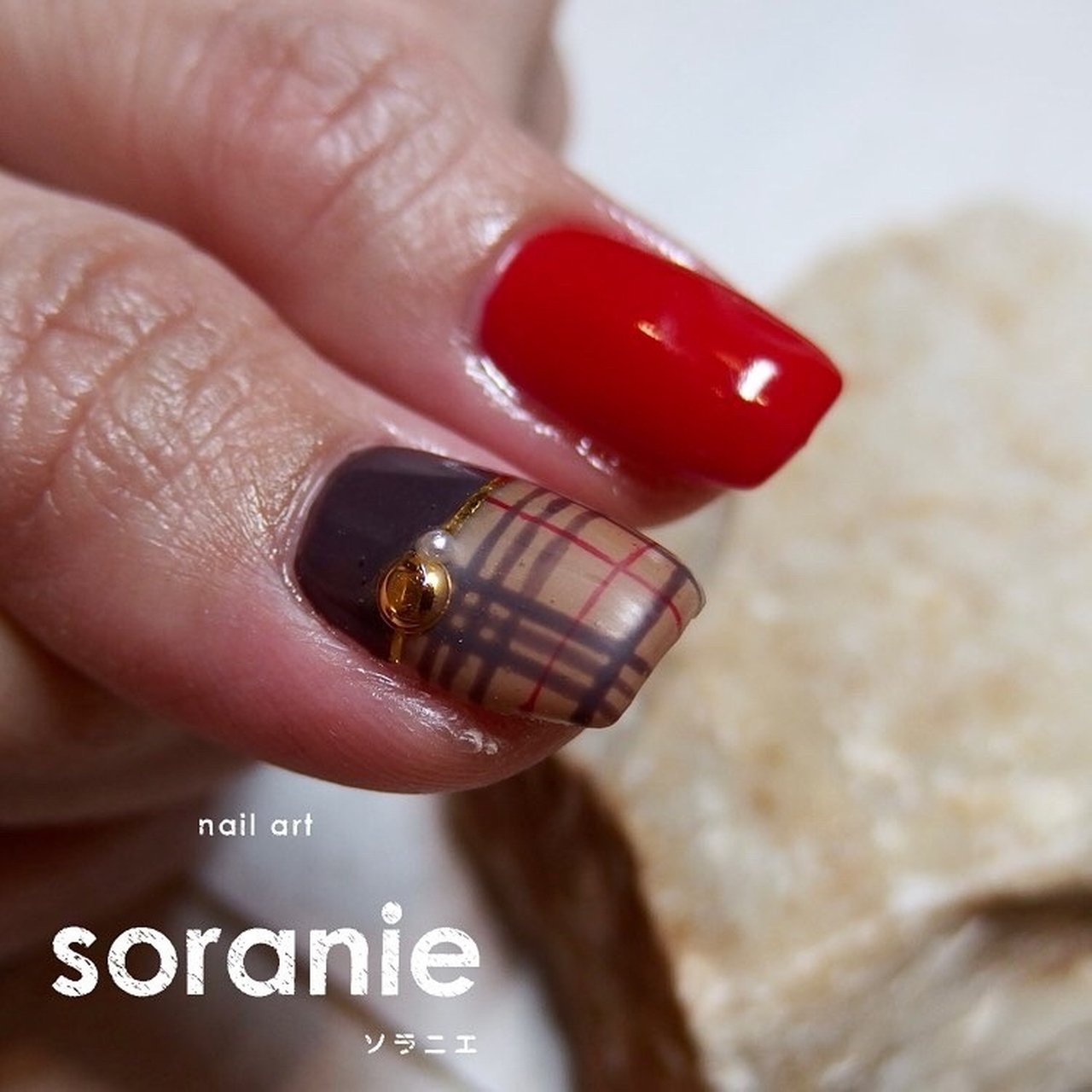 秋/冬/ハンド/チェック/ショート - mizumi（sorani.e)のネイルデザイン