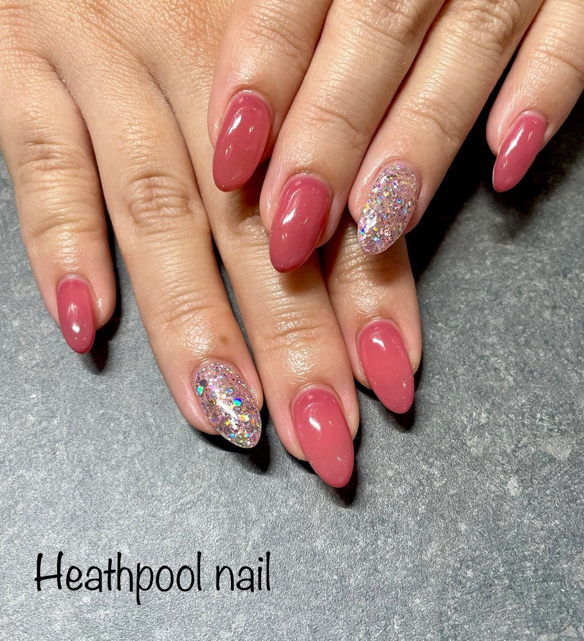 ハンド ラメ ワンカラー ピンク ジェルネイル Heathpoolnailのネイルデザイン No ネイルブック