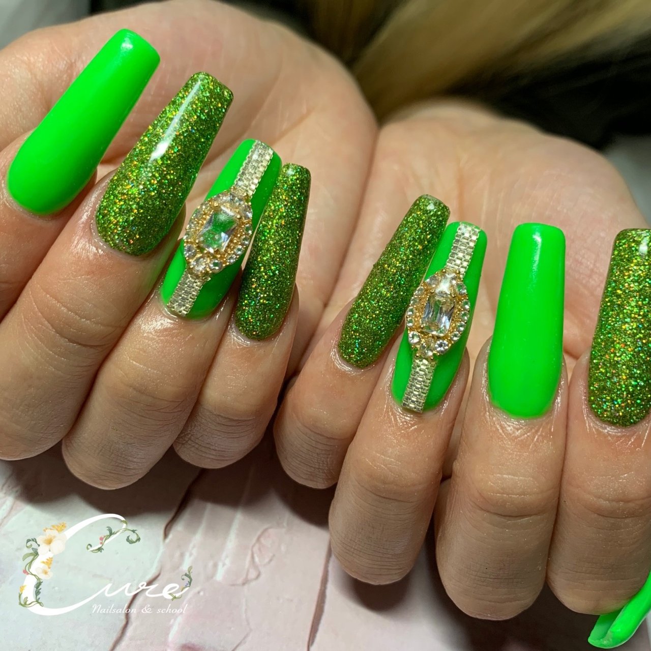 オールシーズン/ロング/スクエア/グリーン/スカルプチュア